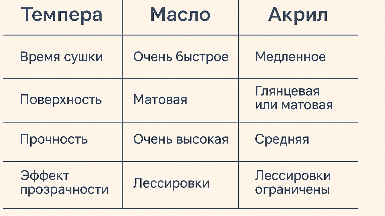 Отличия темперы от других техник